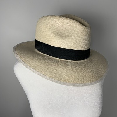 Panama Hat with Black Band, unisex, natural straw fibers
