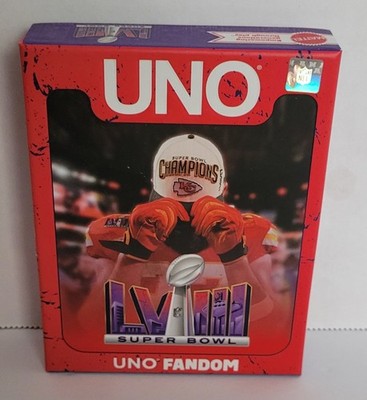 Kansas City Chiefs NFL Super Bowl LVIII UNO Fandom Card Game 2024 Champions NIB