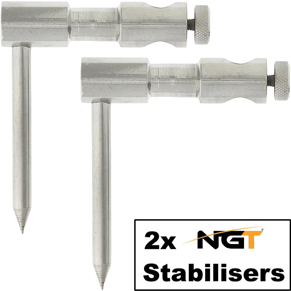 2x NGT Stainless Steel Bank stick Stabilisers Low Reflection Carp Fishing Tackle