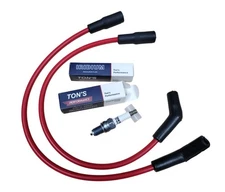 Ton's 8mm Ignition Spark Plug & Wires Harley H-D FLT FLHT FLHR FLTR 99-08 Red
