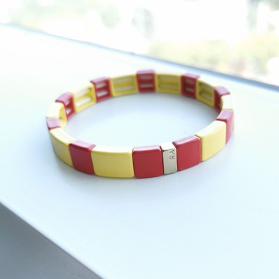Roxanne Assoulin Rainbow Brite Gold Red Yellow Stretch Bracelet