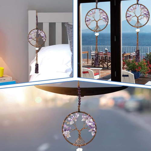 Baum des Lebens Hängende Verzierung für Auto Rückspiegel 7 Chakra Steine - Bild 6 von 6