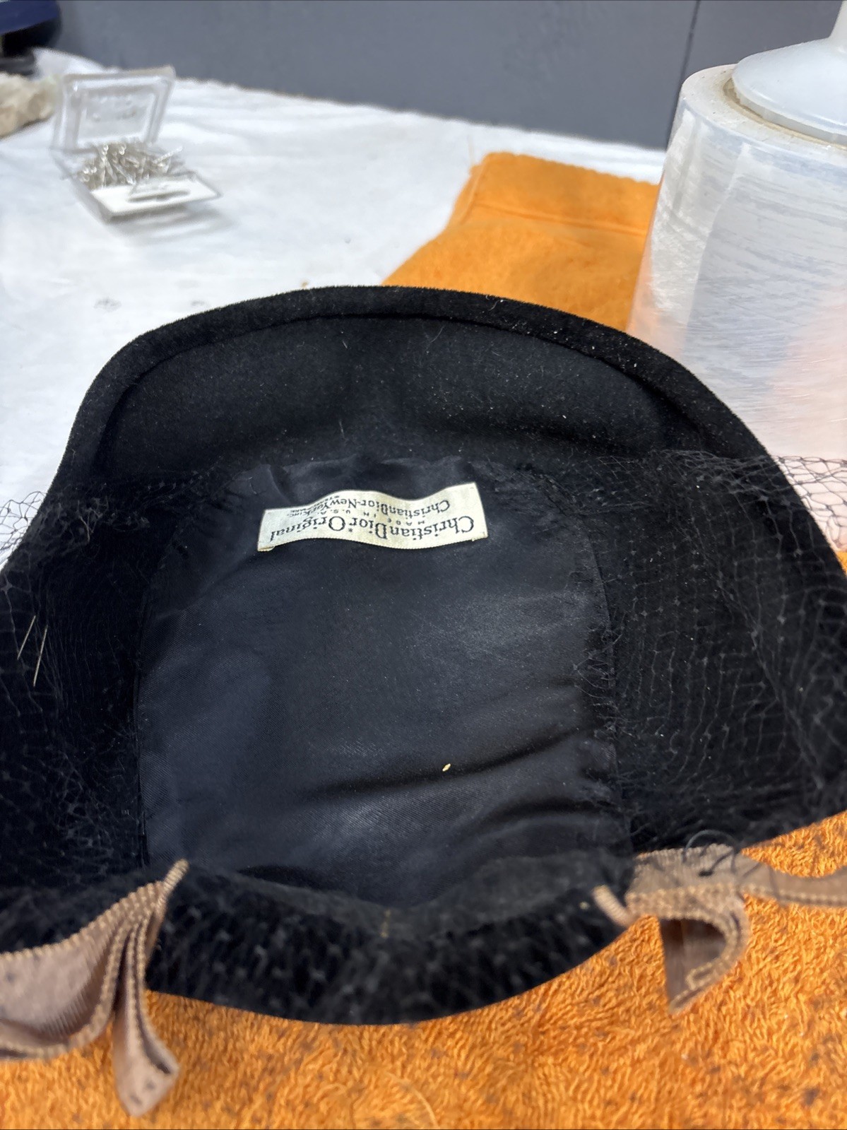N-15-Vintage CHRISTIAN DIOR 1950-60s Black Velvet Sequins Hat New York 2 Hat Pin thumbnail 10