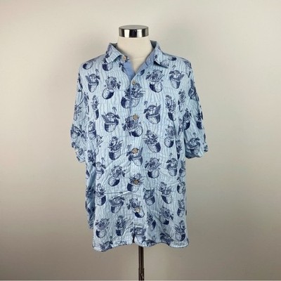 Tommy Bahama The Veracruz Cay Blue Parrot Coconut Tropical Beach Shirt Top
