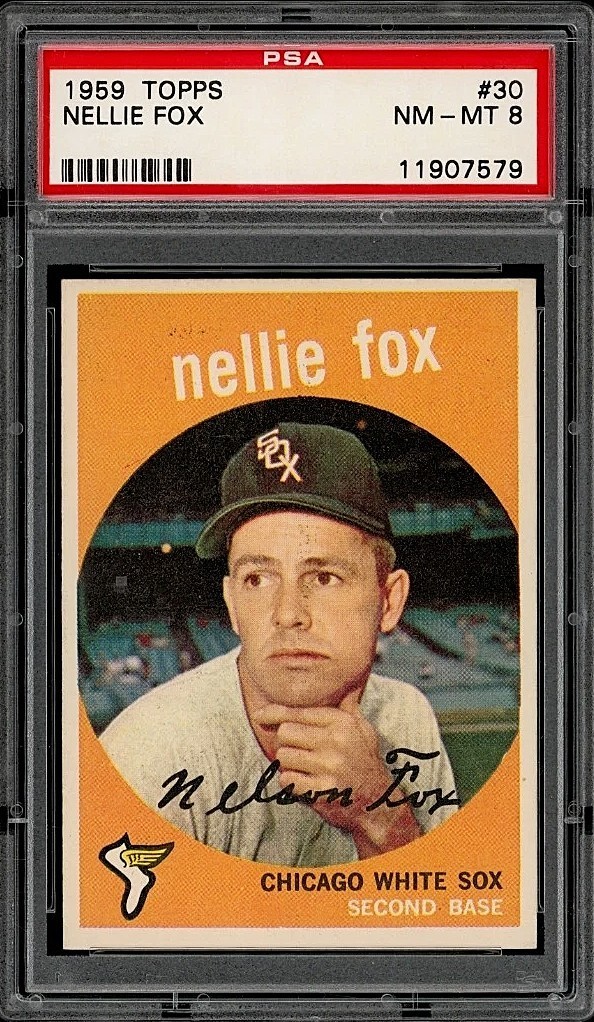 1959 Topps Nellie Fox #30 White Sox HOF centered Nelson Foxx Baseball card PSA 8
