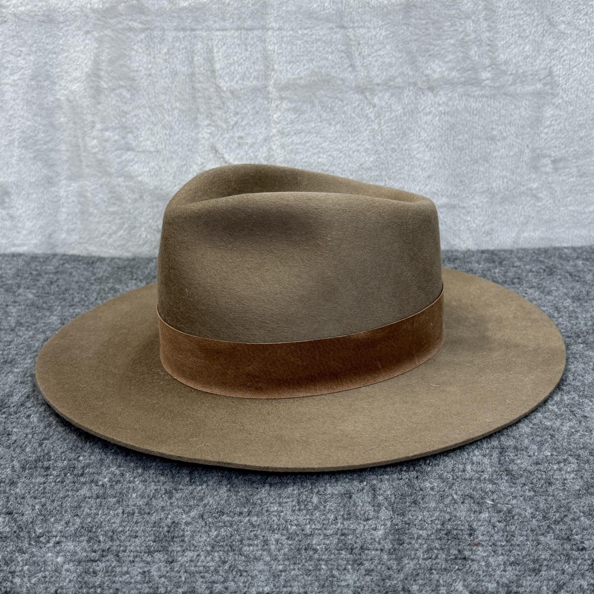 Janessa Leone Wool Hat Fedora Womens L Brown Wide Brim Suede  display picture 3