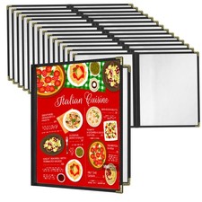 Restaurant Menu Covers Set 15 - Transparent Menu Covers 8.5" x 11" 2-Page Men...