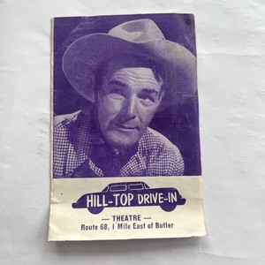 Vtg.50’s Hill -Top Drive-In Route 68 1 Mile East Of Butler Pa Paper Card Program