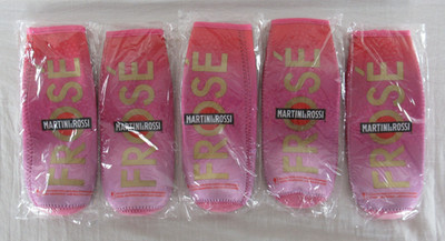 Martini & Rossi Frose' Italian Wine Neoprene Zip Up Bottle Coozie x5 SEALED
