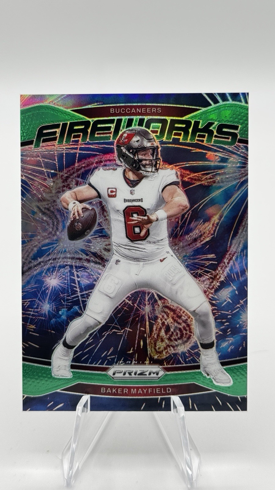 2024 Panini Prizm - Fireworks Baker Mayfield #6 Green Prizm