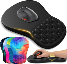 Ergonomic Black Mouse Pad with Gel Wrist Support Non Slip for Home Office