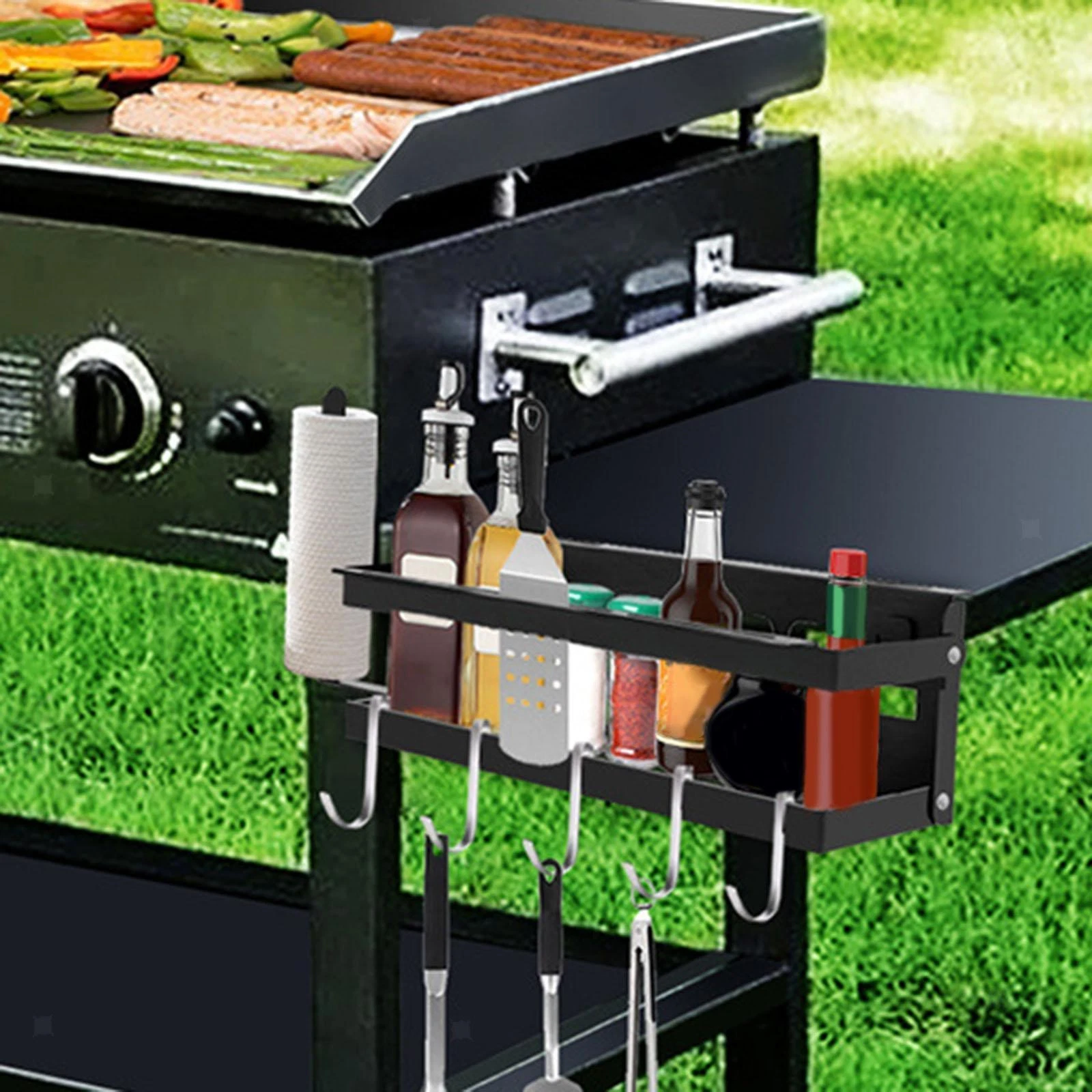 Griddle Spice Rack Side Shelf Outdoor Barbecue for Kitchen Bathroom Folding Easy