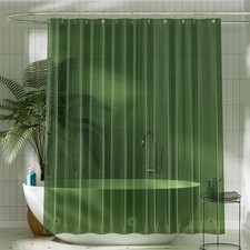 Waterproof Dark Green Shower Curtain Liner 72x72 with Magnets Grommets
