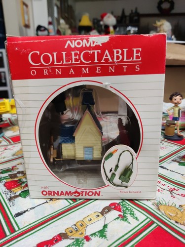 1989 Noma Motion Ornament rotierender Weihnachtsmannschlitten um ein Haus - Bild 4 von 6