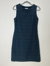 White Stuff Navy Blue & Teal Jacquard Tunic Dress Size UK 10 Shift Work Casual