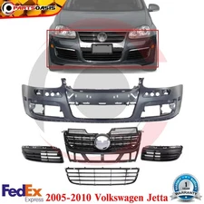 Front Bumper + Grille Assembly + Fog Light Covers For 2005-2010 Volkswagen Jetta