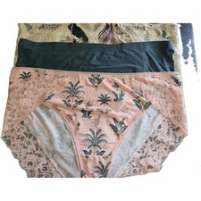 3-PACK SOMA EMBRACEABLE PANTIES SIZE LARGE - 2 High Leg Print Lace/1 Brief Solid