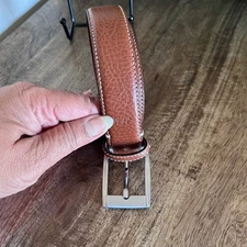 Johnston & Murphy Brown Leather Belt Boys Size 22 (Size 6) Silver Buckle