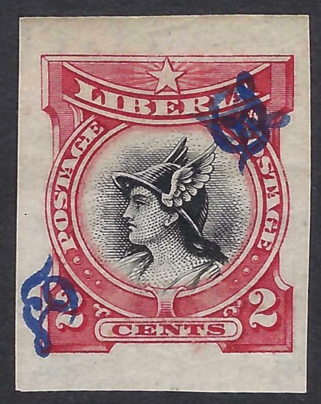 Liberia # O47 Mint Imperf Triple OS (Normal, invert, sideways) 1906 Issue