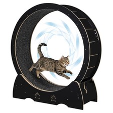 Low Noise Wooden Cat Exercise Wheel Carpeted For Indoor Cat Running Training