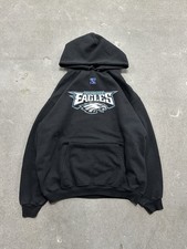 Vintage Philadelphia Eagles Pullover Hoodie Sweatshirt NFL Black Mens Size XL