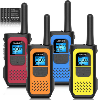 Walkie Talkies, NXGKET 4 Pack Long Range 1Blue & 1Orange & 1Red & 1Yellow 