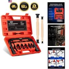Valve Spring Compressor Kit 10pcs with C Clamp Pusher Adapters for Automotive