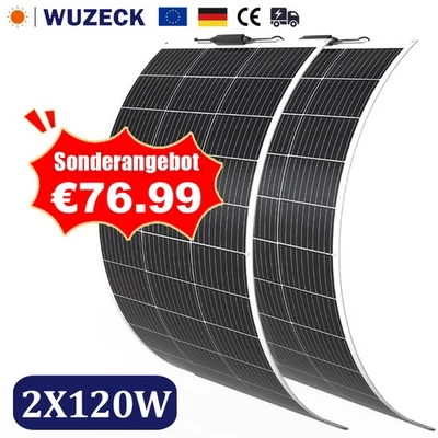 WUZECK Sonderangebot 240W Flexible Solarmodul Mono Solarpanel Wohnmobil Balkonkraftwerk