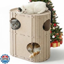 PETKARAY 2-Story Felt Cat House, Large Bed Cave for Indoor Cats,