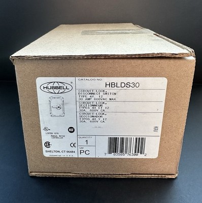NEW Hubbell, HBLDS30, Circuit-Lock Disconnect Switch, 30A, 600VAC, 3P