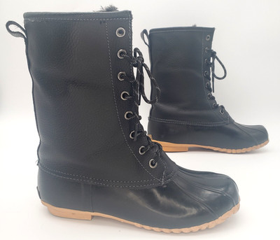 Eastland Womens 9 Duck Boots Black Leather Winter Rain Waterproof Steel Shank