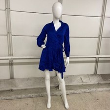 BANANA REPUBLIC Belicia Satin Wrap Dress Women's Size SP Blue 841806