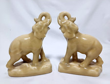 ROOKWOOD POTTERY 1945 RAISED TRUNK ELEPHANT BOOKENDS WILLIAM P. MCDONALD