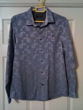 Mens Shirt Size M  blue Patterned Smart shirt 36" The Spitalfields company 