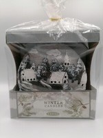 Kerze Grau Winterlandschaft Weihnachten Geschenk Advent Deko Motivkerze