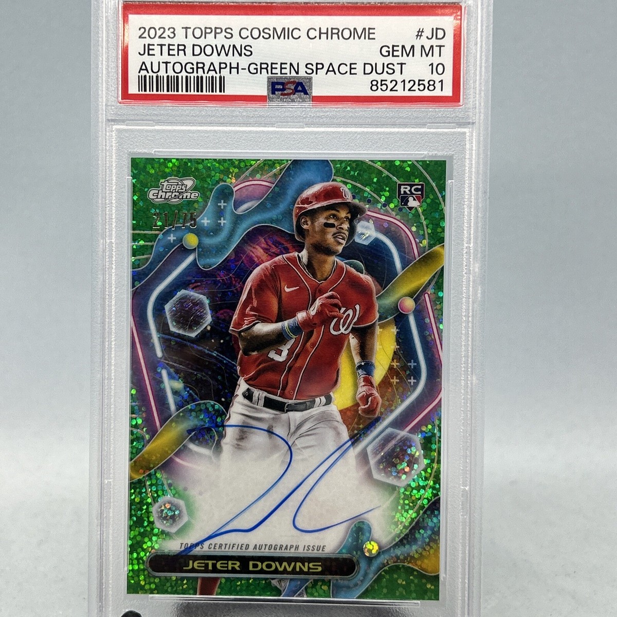 2023 Topps Cosmic Chrome Jeter Downs Green Space Dust Auto RC Card