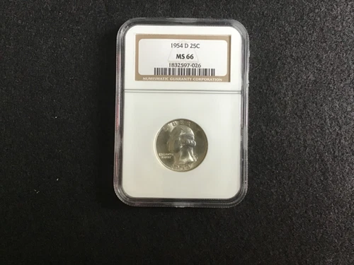 1954-D-25c Washington Quarter- NGC- MS66. 90% Silver