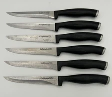 Calphalon Contemporary Cutlery, Steak Knives Knife Black Handle Set of 6 EUC