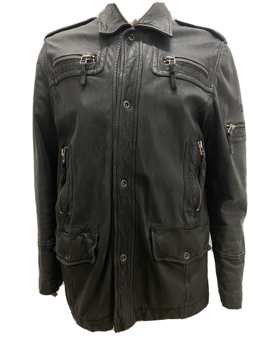 JOOP! HERREN JACKE LEDERJACKE IN SCHWARZ GRÖßE: L