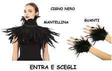 CARNEVALE HALLOWEEN MANTELLINA O GUANTI CON PIUME CIGNO NERO FYASA
