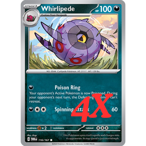 4X Pokemon TCG Whirlipede 116/167 Twilight Masquerade Regular Card English 2024