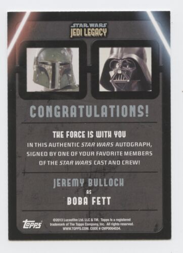 Star Wars Jedi Legacy Autograph card Jeremy Bulloch as Boba Fett - Picture 2 of 2