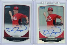dan langfield 2013 bowman chrome prospect auto 1 base /500 reds (lot of 2)