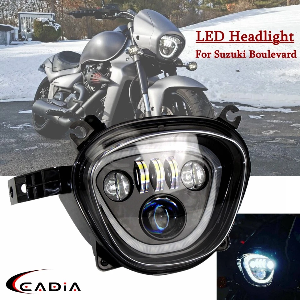 Conjunto de haz alto/bajo de faros LED Halo DRL para Suzuki Boulevard M109R Intruder Foto 2 de 4
