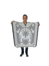 XXXL MEXICAN PONCHO , HORSE , HORSESHOE , ONE SIZE , GABAN , LIGHT GRAY WHITE