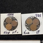 6 PC LOT INDIAN HEAD 1C PENNIES 1884/1885 VF