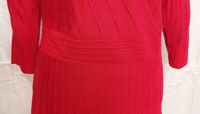 Nine West Fit Flare Sweater Dress Sz Large Red V-neck Long Sleeve Sexy |  eBay