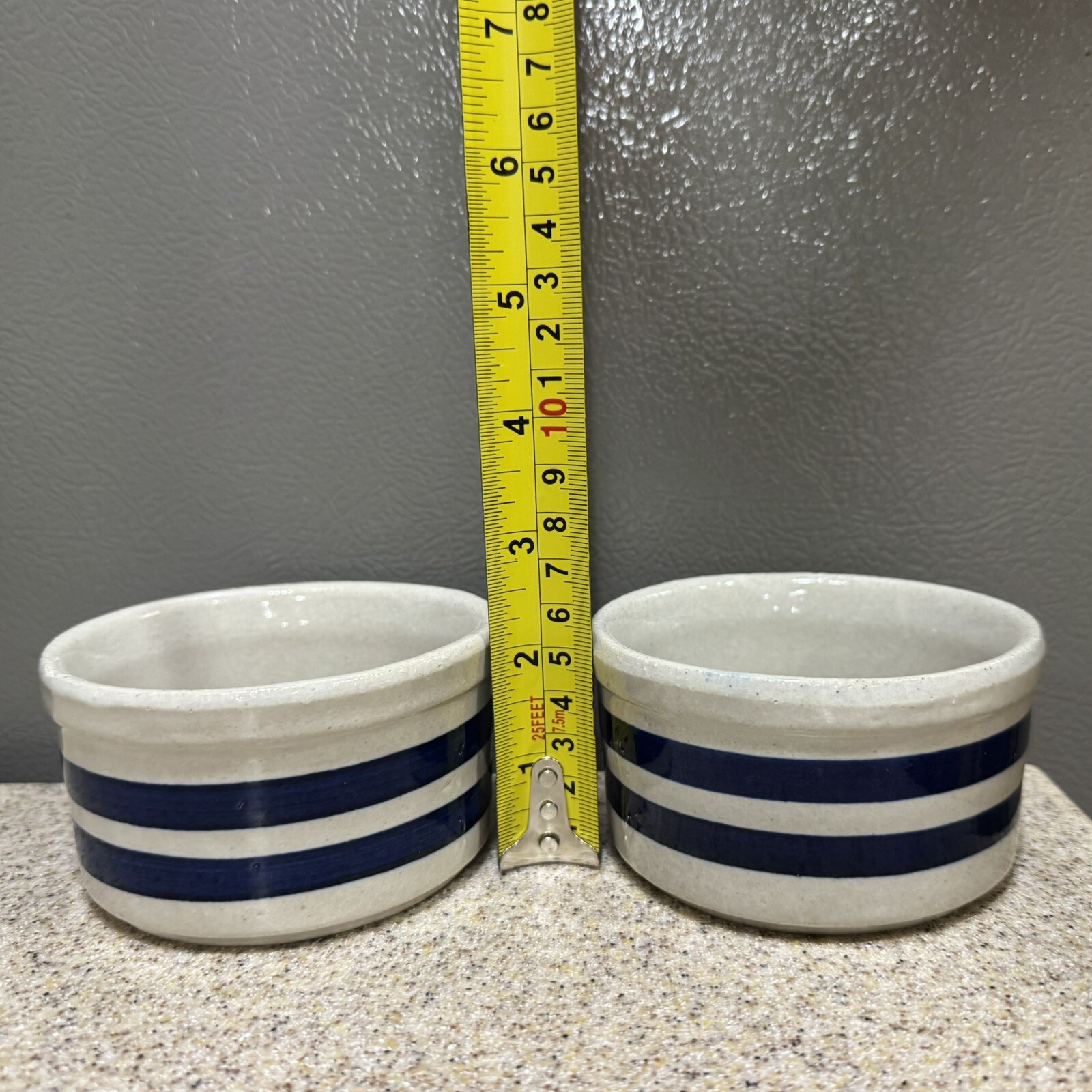 2 RRP Robinson Ransbottom Pottery BLUE STRIPED CROCK RAMEKIN 4” USA ...