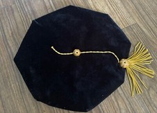 Doctoral Graduation Tam Unisex Black Velvet 8-Sided with Gold Bullion