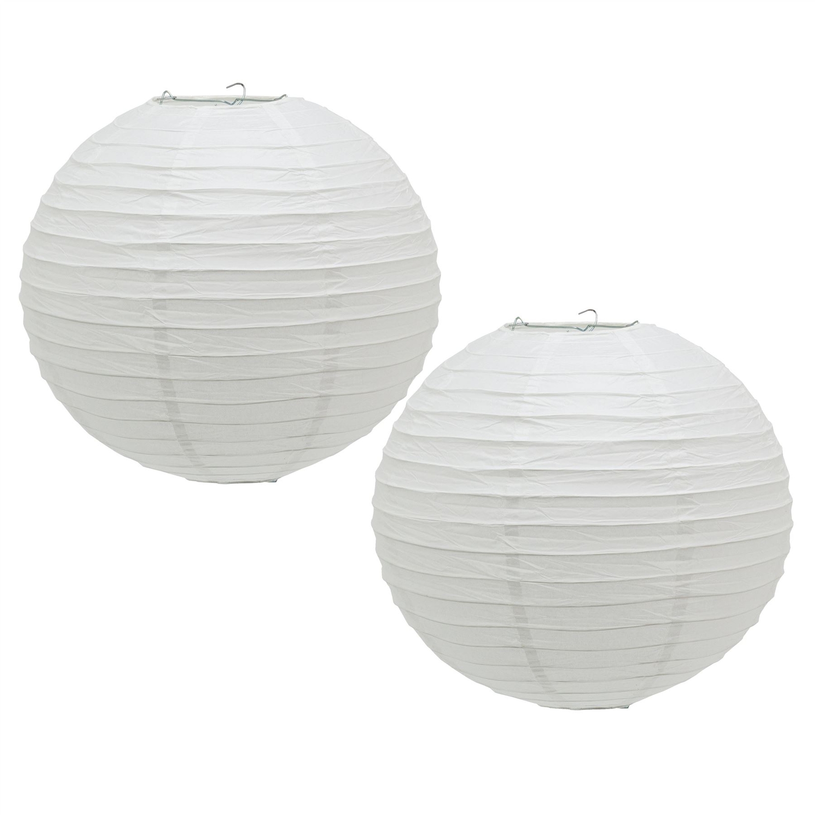 Pack of 2 x White Paper Lantern Ceiling Lightshade | Ribbed Paper Lampshade 30cm